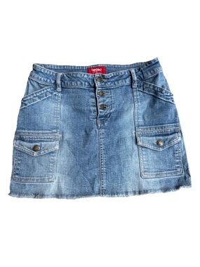 Mossimo Vintage Y2K Denim Jean Micro Mini Skirt Light Wash Festival Sz Womens 7